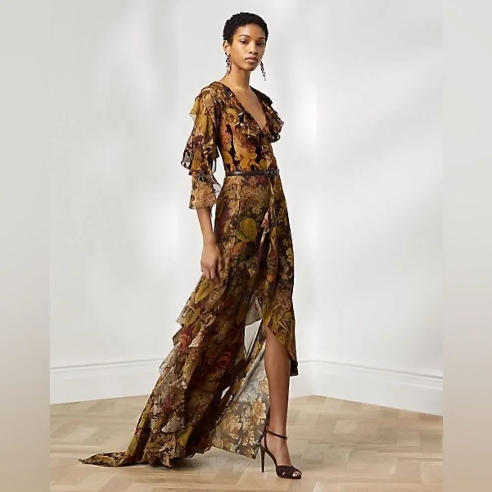 Ralph Lauren Fall 2022 Collection Deklan Floral Print Silk Day Dress - Picture 17 of 17